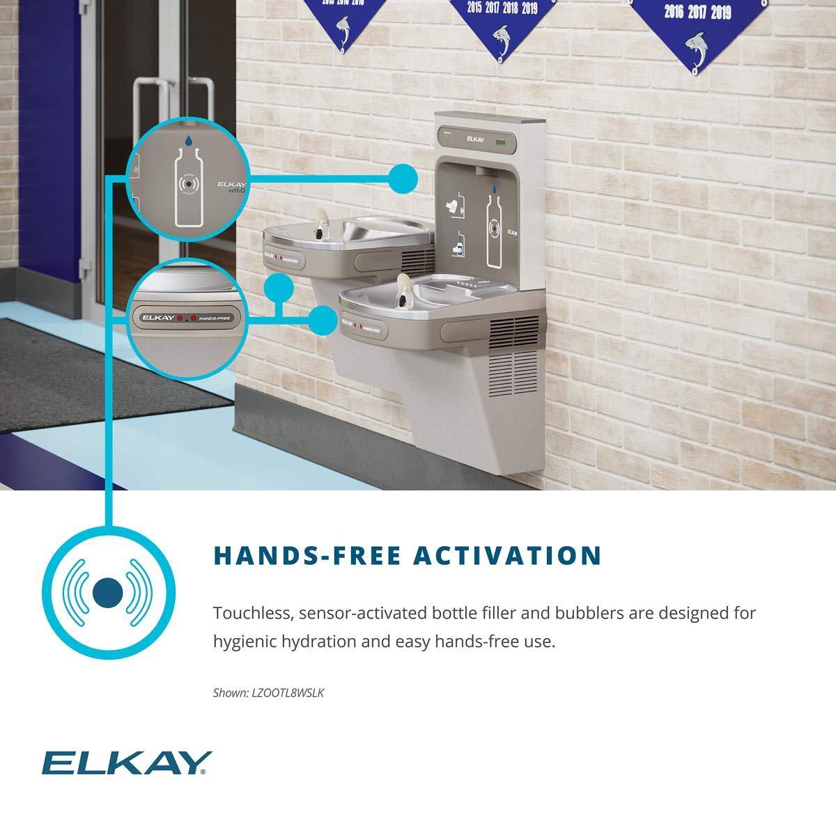 Elkay EZH2O Bottle Filling Station with Bi-Level ADA Cooler Dual Hands Free Activation Refrigerated Stainless - Image 4