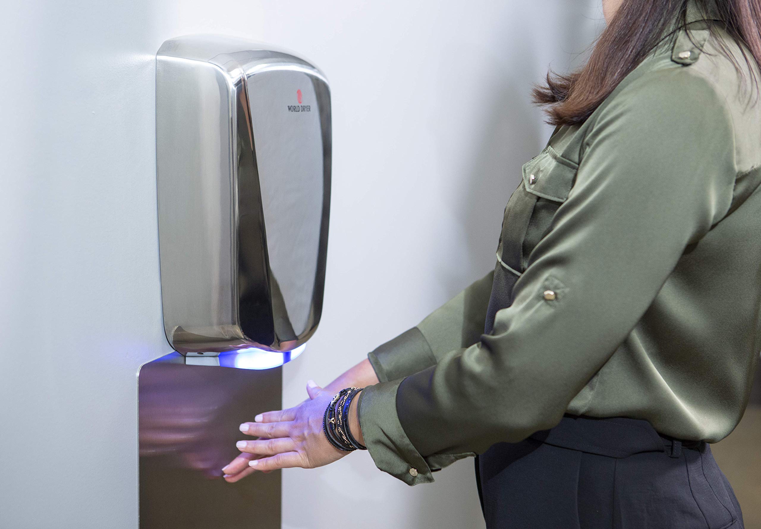 World Dryer Q-972A2 HEPA-Filtered VERDEdri, Polish S/S, Surface-Mounted ADA Compliant, Energy-Efficient High-Speed Dryer, Universal Volt - Image 4
